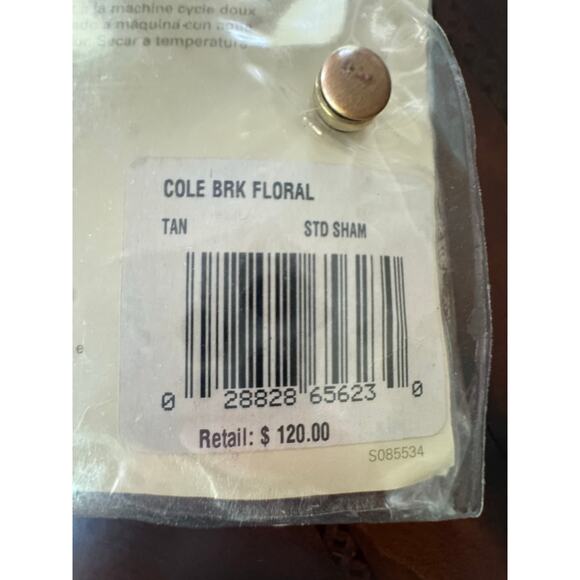 New in package Single RALPH LAUREN standard Pillow sham COLE BROOK Tan Floral - Picture 2 of 5